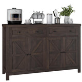 HOSTACK 55" Buffet Sideboard Cabinet with Storage, Modern Farmhouse Coffee Bar Cabinet with Drawers and Shelves, Barn Doors Storage Cabinet for HOSTACK