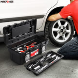 MAXPOWER 16 inch Tool Box with Removable Tray, Portable Toolbox with Stainless Steel Handle & Doule Metal Latch, Rated up to 33 Lbs MAXPOWER