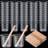 200 Pcs 2 Ounce Epoxy Mixing Cups Disposable Measuring Cups for Resin 60 ml Graduated Plastic Medicine Cups Bulk Clear Beaker Cup with 200 Mixing Konohan