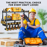 SOYEEZE Power Tool Organizer & Storage Wall Mount - Heavy Duty Metal 8 Drill Holder, 3 Layer Premium Garage Utility Power Tool Rack &Tool Shelf，Great SOYEEZE