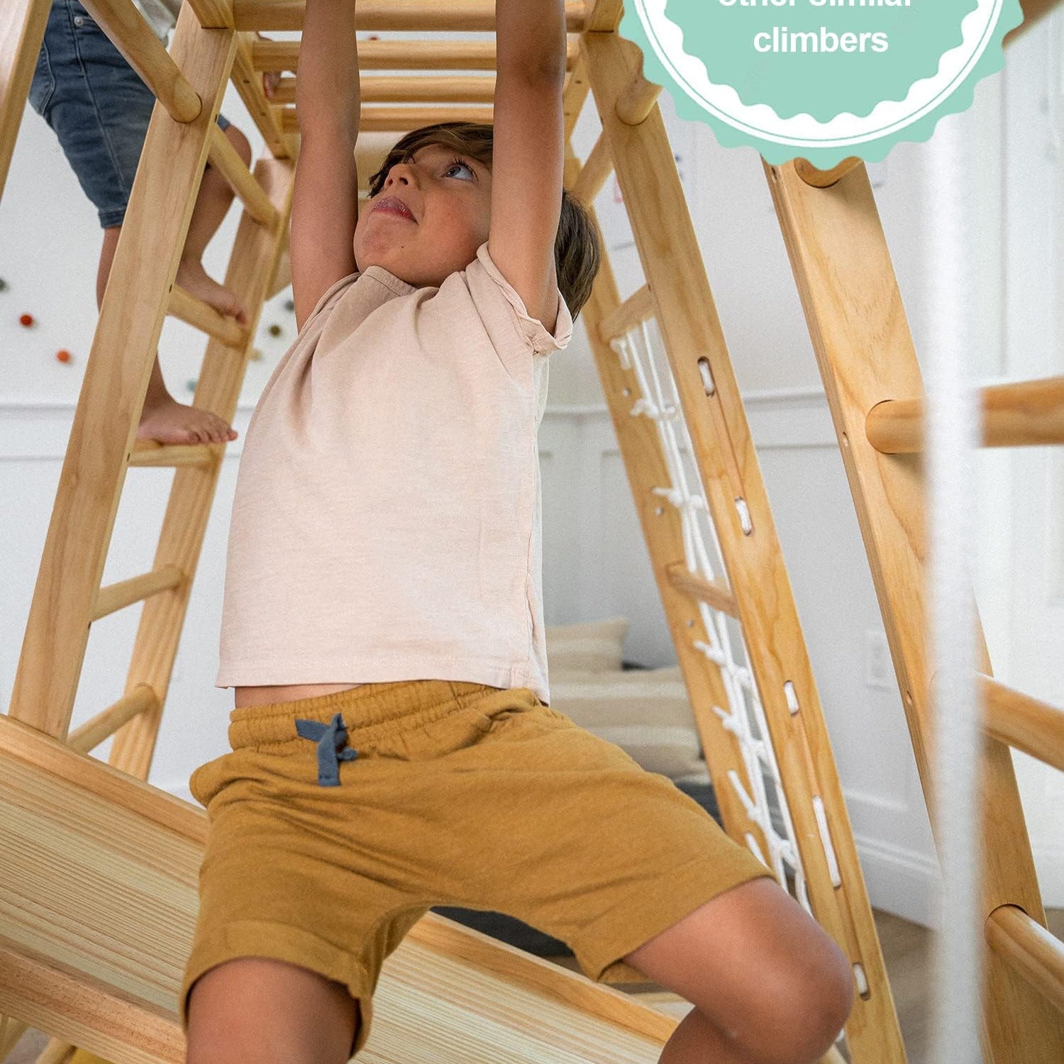 Avenlur Magnolia Indoor Playground 6-in-1 Jungle Gym Montessori Waldorf Style Wooden Climber Playset Slide, Rock Climbing Wall, Rope Wall Climber, Avenlur