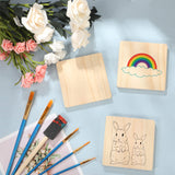 40 Pcs Unfinished Square Wood Coasters Wooden Coasters for Crafts Thick Blank Coasters DIY Wood Coasters with Non Slip Dot Stickers for DIY Arts Meanplan