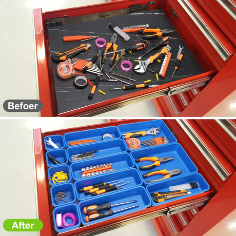 42 Pack Tool Box Organizer Tool Tray Dividers, Rolling Tool Chest Cart Cabinet Workbench Desk Drawer Organization and Storage for Hardware, Parts, KeFanta