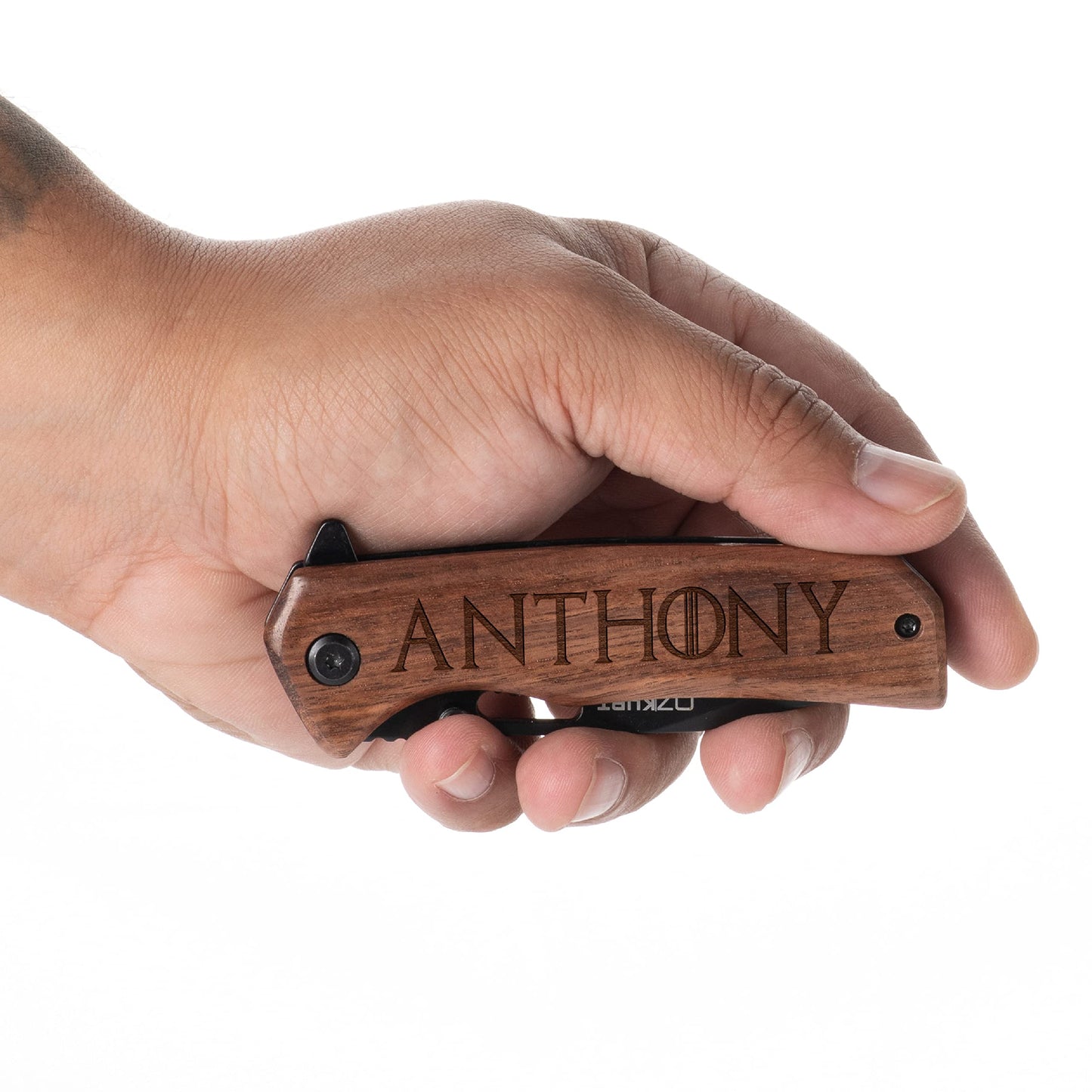 Gifts for Men, Personalized Engraved Walnut Wood Pocket Knife - 36 Icons, 13 Stylish Font - Custom Knives - WoodArtSupply