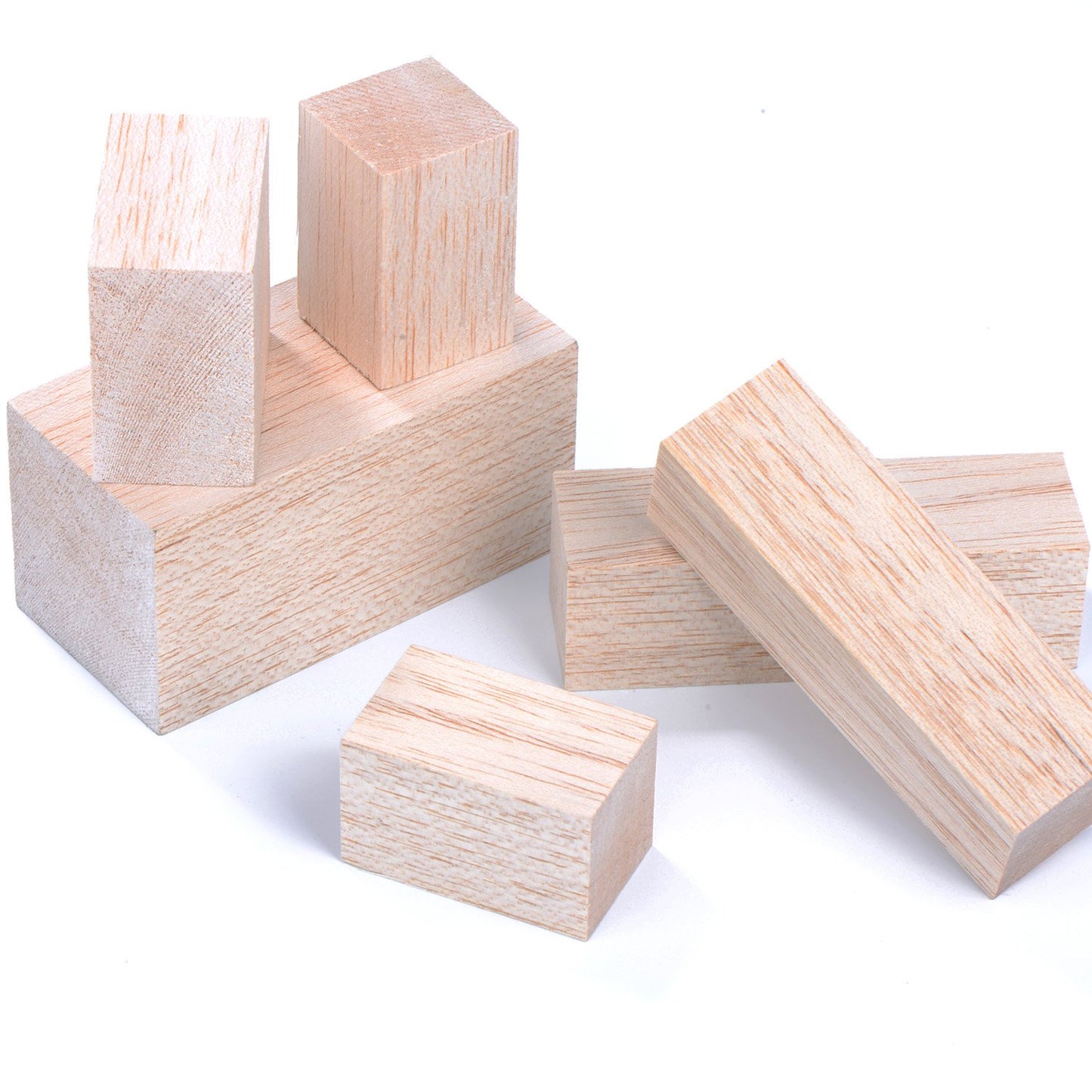 Sumind 12 Pieces Unfinished Balsa Wood Mini Carving Blocks, 4 Sizes, 50 x 50 x 100 mm, 30 x 30 x 100 mm, 30 x 30 x 50 mm, 50 x 30 x 50 mm