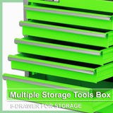 P.I.T. Portable Five-Drawer Steel Tool Box, Green Hand Carry Tool Cases for Tools Storage P.I.T.