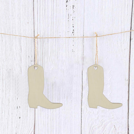 20pcs Cowboy Boots Wooden Cutouts DIY Crafts Embellishments Boots Shapes Unfinished Wood Gift Tags Ornaments for Wedding Birthday Baby Shower JANOU