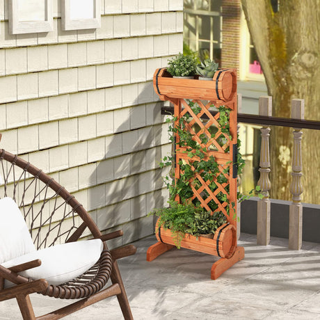 S AFSTAR Raised Garden Bed with Trellis, Outdoor Wood Garden Planter W/ 2-Tier Round Planter Box & Trellis for Vine Climbing Plants Growing, Vertical S AFSTAR