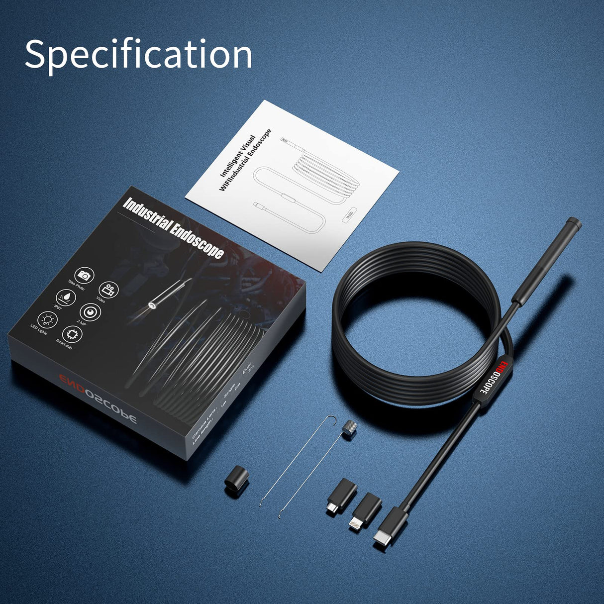 Endoscope Camera with Light,1080P HD Borescope with 6 LED Lights 9.8FT Semi-Rigid Snake Cabl,IP67 Waterproof Industrial Inspection Camera Compatible SIBOST