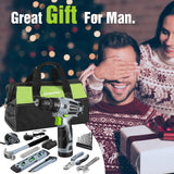WORKPRO 12V Cordless Drill Driver and Home Tool Kit, Hand Tool Set for DIY, Home Maintenance, 14-inch Storage Bag Included WORKPRO