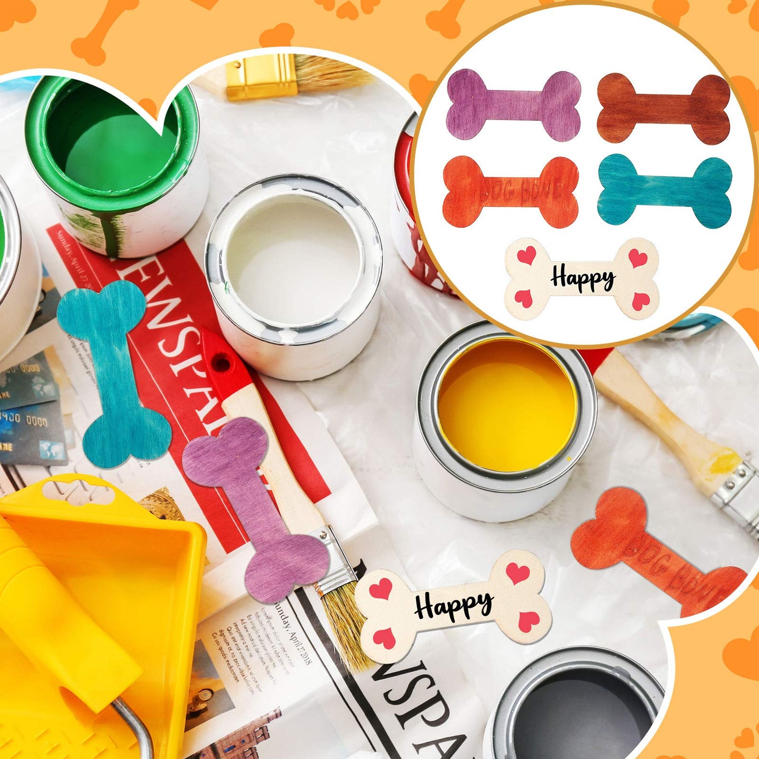 40 Pieces 4.3 x 2.2 Inches Wood Dog Bone Cutouts Unfinished Wood Dog Bone Plain Bone Shaped Wood for Crafts Wooden DIY Projects Home Decoration Jetec