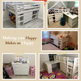 Naomi Home Twin Loft Bed with Desk and Storage - Space-Saving Kids Bed in Espresso Naomi Home