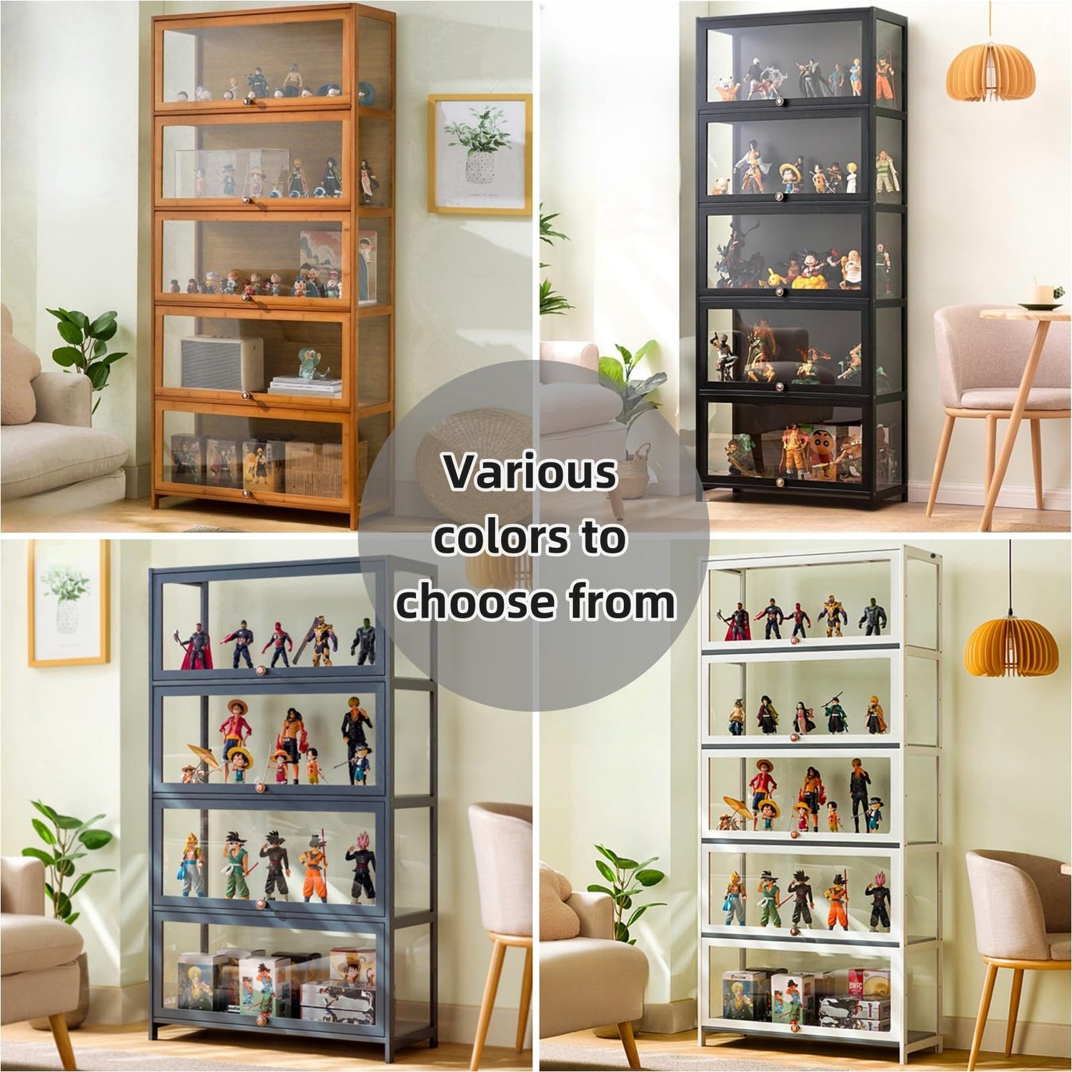Curio Display Cabinet, Display Cabinet with 5-Tier Storage Shelves, Collectibles Toy Organizers Rack, Trophy Display Case,Storage Cabinets and ORNDYDM