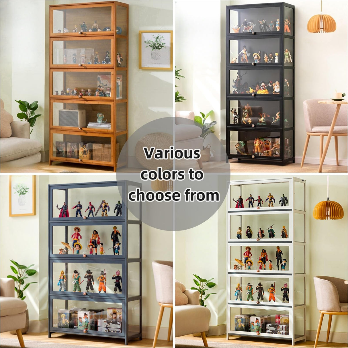 Curio Display Cabinet, Display Cabinet with 5-Tier Storage Shelves, Collectibles Toy Organizers Rack, Trophy Display Case,Storage Cabinets and ORNDYDM