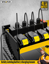 Spampur Power Tool Organizer Wall Mount with Charging Station, 6 Drill Holders Tool Shelf, Heavy Duty Garage shelves Utility Tool Storage, Tool Spampur