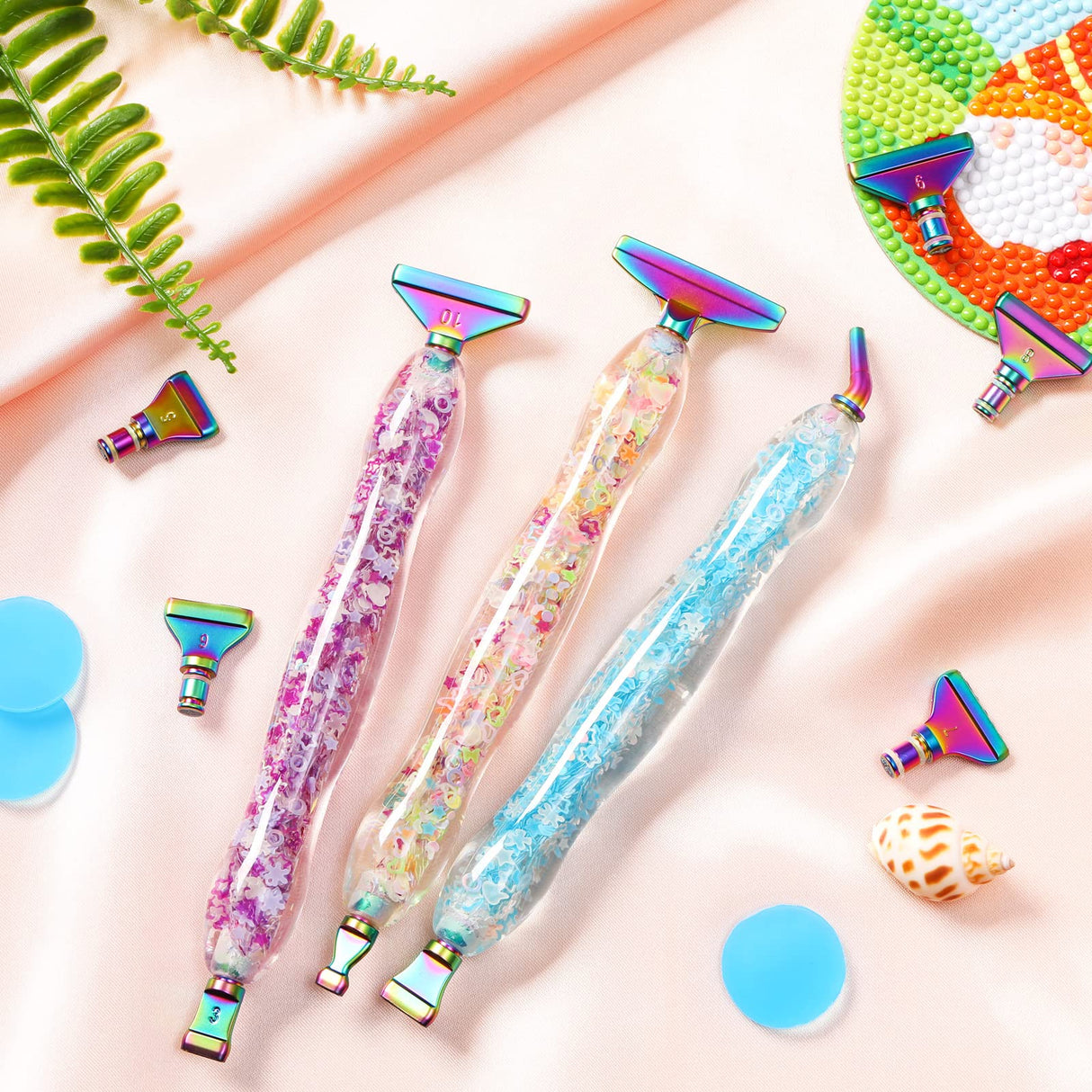 Geyoga 22 Pcs Luminous 5D Diamond Painting Pen Kit DIY Diamond Art Accessories and Tools Diamond Painting Metal Pen Tips Diamond Tool Kit Rhinestone Geyoga