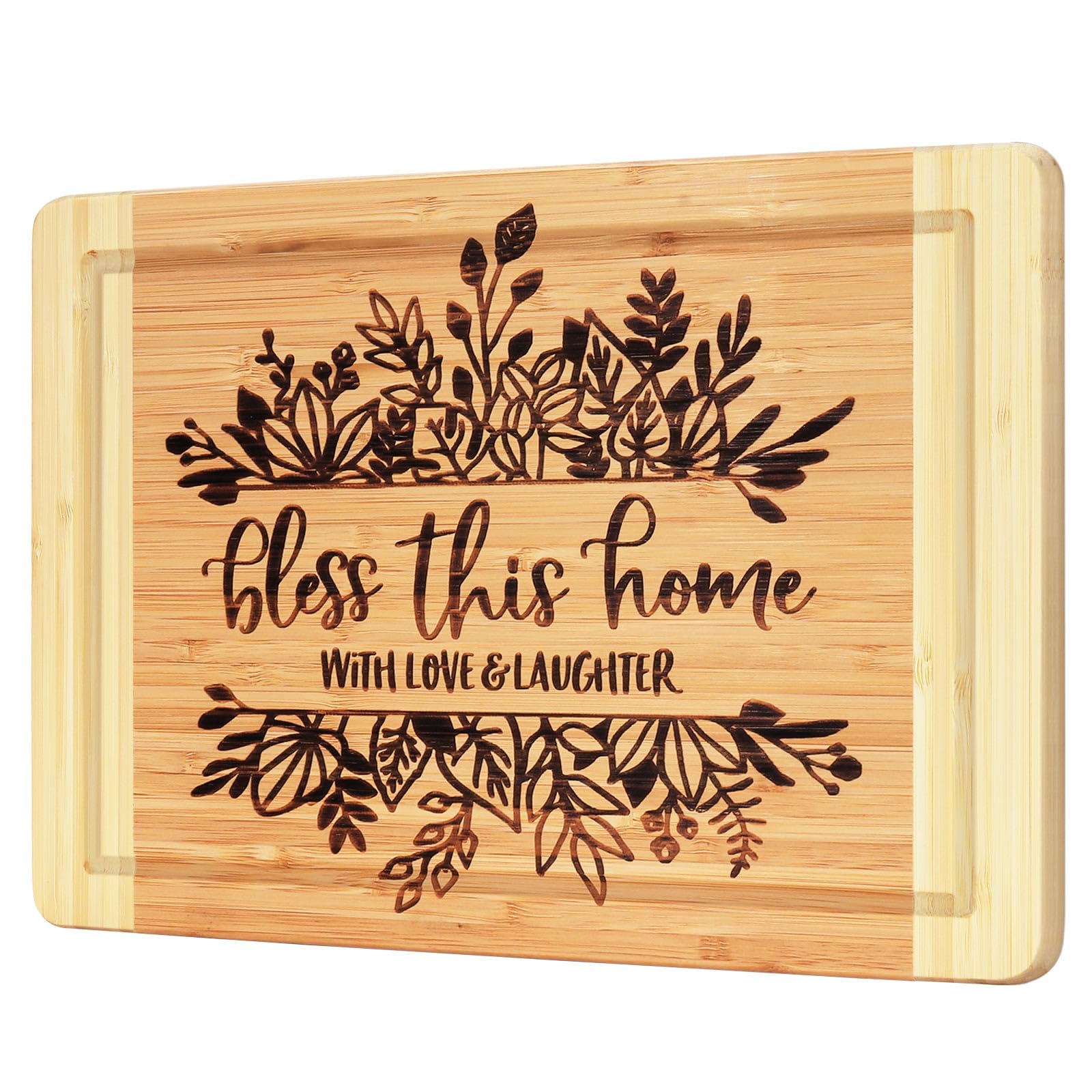 Engraved Cutting Board,New Home Owner Gifts, Housewarming Gifts - Bless This Home, With Love & Laughter - WoodArtSupply