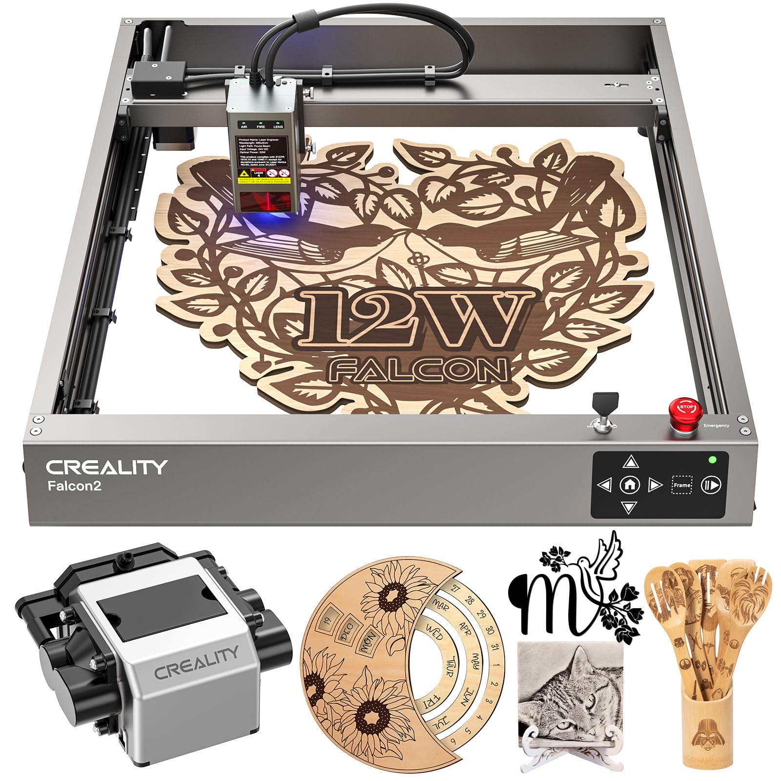 Laser Engraver 12W Higher Accuracy Laser Cutter with Air Assist 120W Laser Engraving CNC Machine for DIY Personalized Gifts, Laser Engraver for Wood - WoodArtSupply