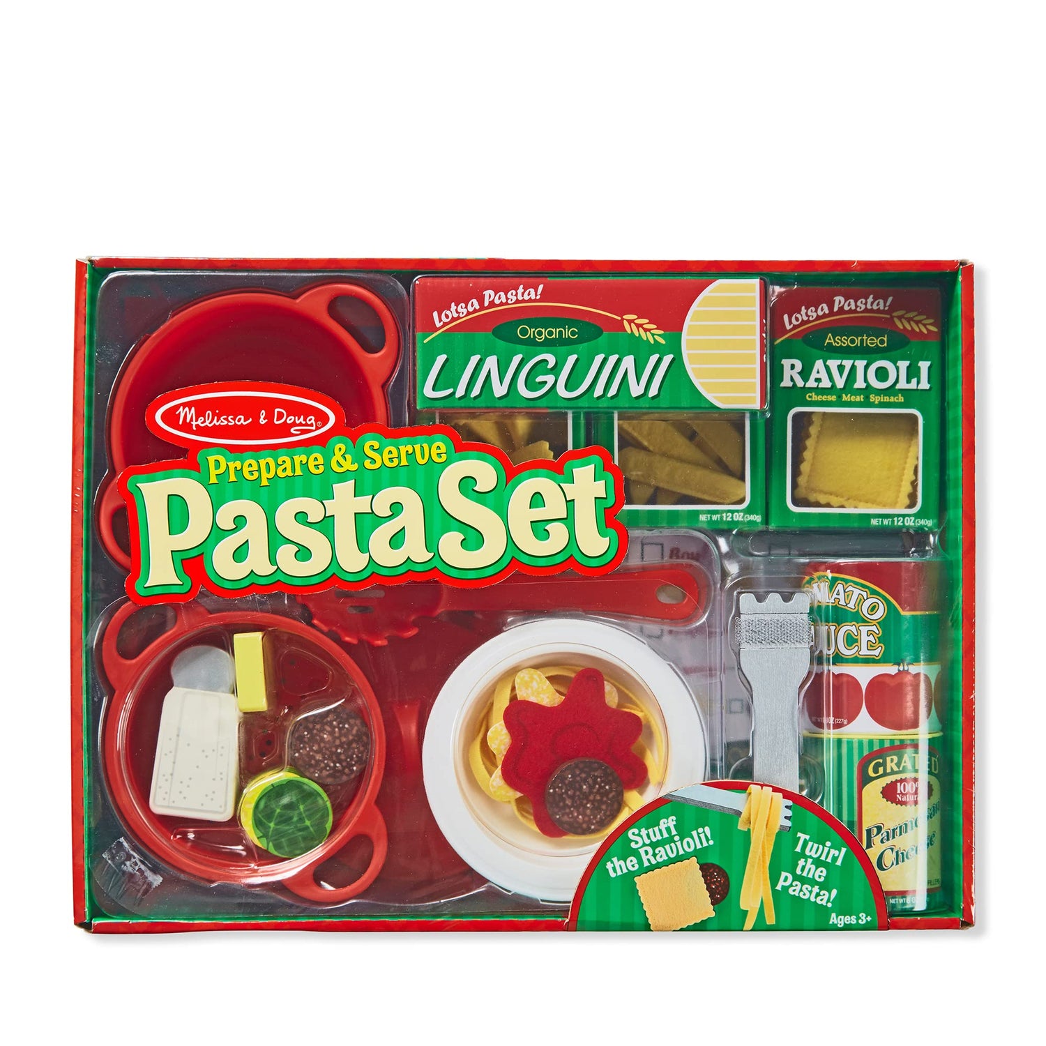 Melissa & Doug Prepare & Serve Pasta Play Food Set - Wooden Play Food Sets For Kids Kitchen, Pretend Play Kitchen Toys For Kids Ages 3+,Yellow Melissa & Doug