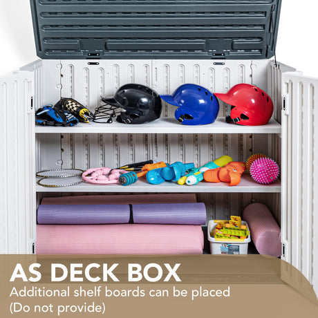 Devoko Resin Outdoor Storage Shed 28 Cu Ft Horizontal Outdoor Storage Cabinet Waterproof Patio Tools Storage Box for Pool Toys, Sofa Cushion, Lawn Devoko