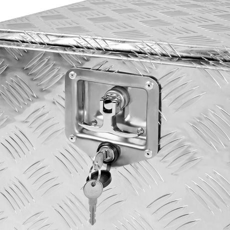 ARKSEN 18 Inch Heavy Duty Aluminum Bar Tread Tool Underbody Box, Waterproof Square Truck Storage Organizer Chest for Pick Up Truck Bed, RV Trailer ARKSEN