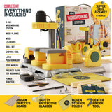 4 in 1 Woodworking Station for Kids - Wood Building Projects Kit for Boys - Real Construction Tools Sets - Boy Tool Set - Gifts for Boy Age Year Old Dan&Darci