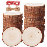 Natural Wood Slices - 30 Pcs 3.5-4 inches Craft Unfinished Wood kit Predrilled with Hole Wooden Circles for Arts Wood Slices Christmas Ornaments DIY Brmeday