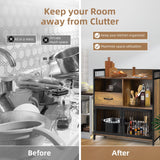 LOKO Buffet Cabinet with Storage, Rustic Kitchen Sideboard Storage Cabinet with Drawer, Credenza Storage Cabinet with Metal Mesh Doors, 31.5 x 14 x LOKO