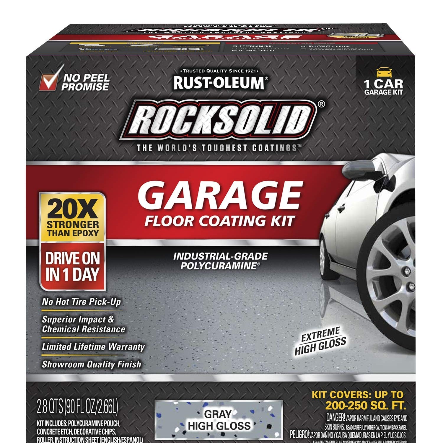 Rust-Oleum 60003 Rocksolid Polycuramine Garage Floor Coating, 6 Piece Set, Gray, 1 Car Kit Rust-Oleum