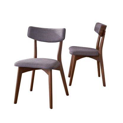 Christopher Knight Home Abrielle Mid-Century Modern Fabric Dining Chairs with Natural Walnut Finished Rubberwood Frame, 2-Pcs Set, Dark Grey / - WoodArtSupply