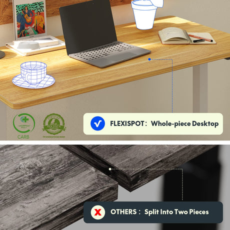 FLEXISPOT Standing Desk 48 x 24 Inches Whole-Piece Desktop Height Adjustable Desk Electric Sit Stand Up Desk Home Office Desks Computer FLEXISPOT