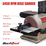 BUCKTOOL 5.0A Belt Disc Sander 4 in x 36 in Belt and 6 in Disc Sander with 3/4HP Direct-drive Motor and Portable Al Base, BD4603 Upgraded Model Bucktool
