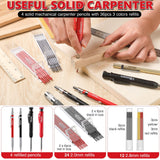 Hiboom 10 Pack Carpenter Pencil Set, 4 Colorful Solid Carpenter Pencils with Sharpener and Refills, Automatic Center Punch, Carbide Scribe Tool Kit Hiboom