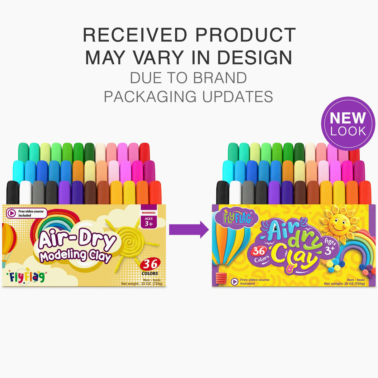 Air Dry Clay 36 Colors, Soft & Ultra Light, Modeling Clay for Kids with Accessories, Tools and Tutorials FLY FLAG