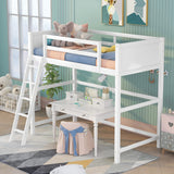 Stylish White Twin Loft Bed Frame with Angled Ladder by Harper & Bright Designs Harper & Bright Designs