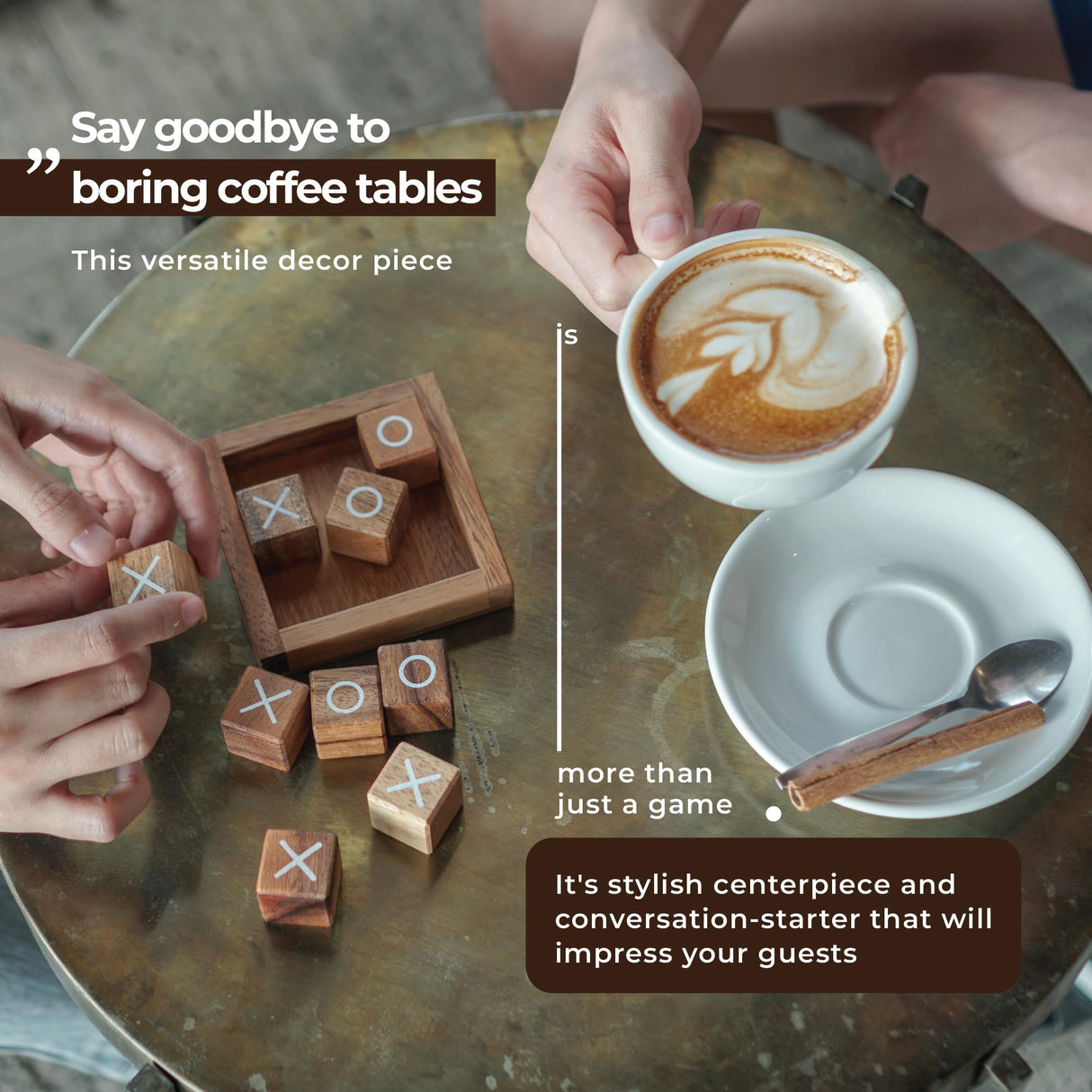 BSIRI Tic Tac Toe for Kids and Adults Coffee Table Living Room Decor and Desk Decor Family Games Night Classic Board Games Wood Rustic for Families BSIRI