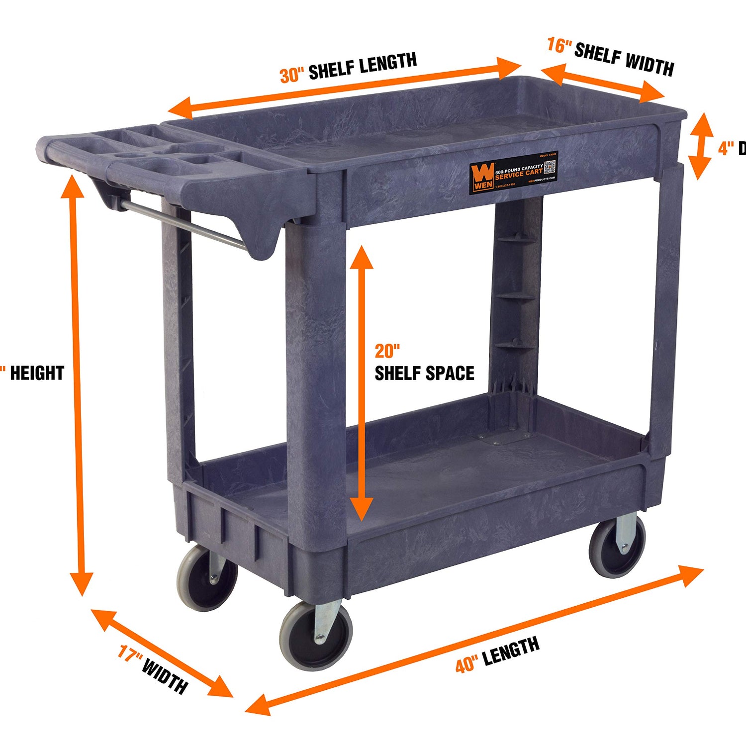 WEN Service Utility Cart, 500-Pound Capacity, 40 x 17-Inch WEN