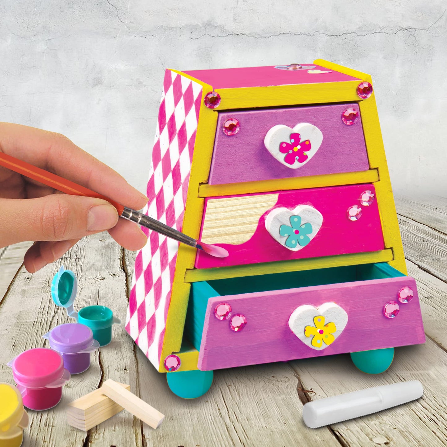 Goliath Wood Worx Jewellery Box Project - Make, Paint, Stick, Play - Wood Craft Kit - WoodArtSupply