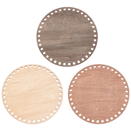 PH PandaHall 3 Colors Wooden Basket Bottoms for Knitting, 7.8" Round Crochet Basket Base Large Natural Blank Wood Bottom Base Shaper for DIY Basket PH PandaHall
