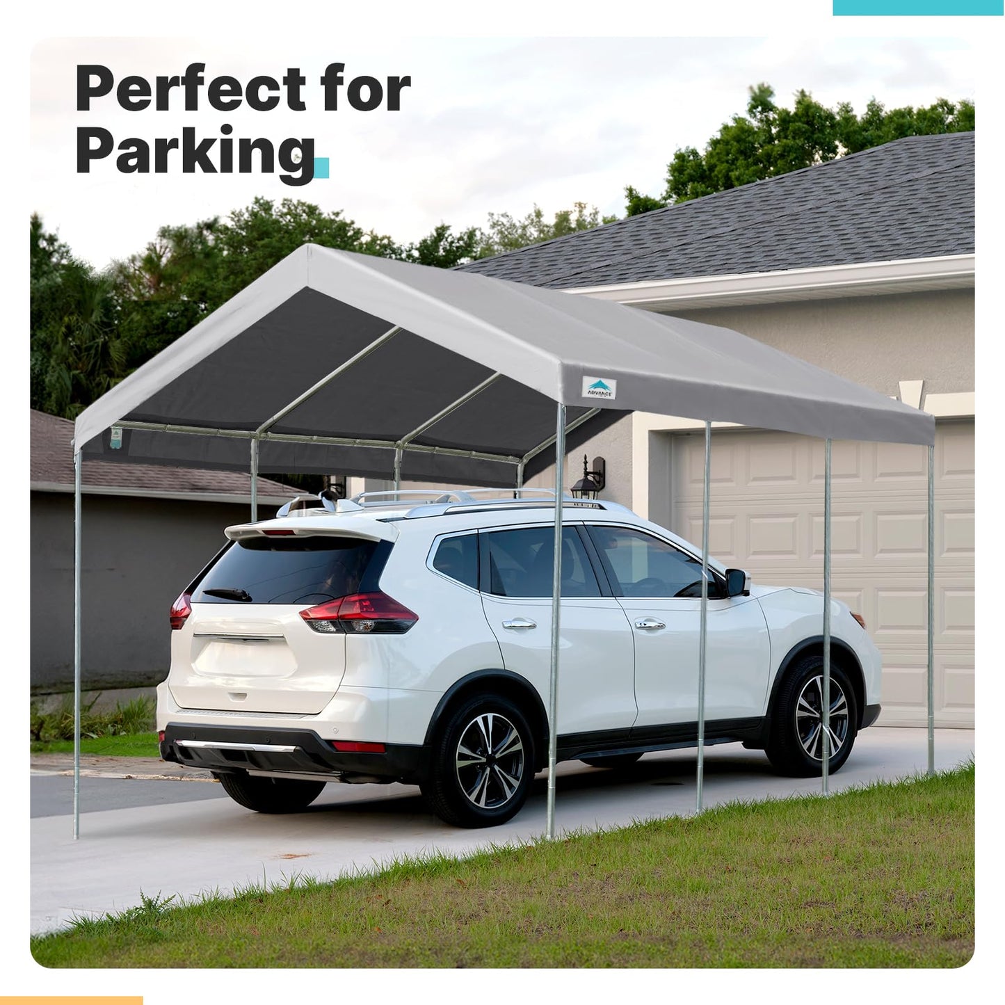 ADVANCE OUTDOOR Adjustable 10x20 ft Heavy Duty Carport Car Canopy Garage Boat Shelter Party Tent, Adjustable Peak Height from 9.5ft to 11ft, Gray