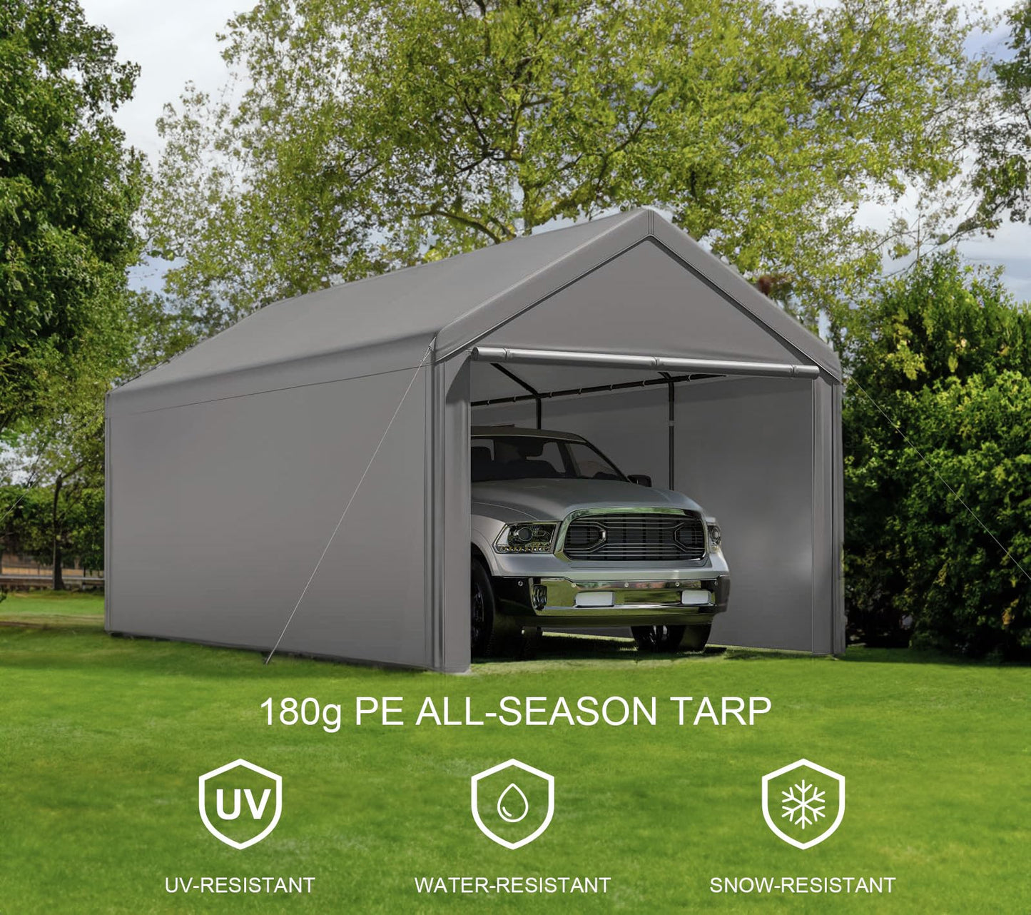 10x20ft Heavy Duty Carport with Removable Sidewalls,All Weather Carport Garage Party Tent Large Outdoor Canopy Storage Shed for Auto,Truck,Boat,Party