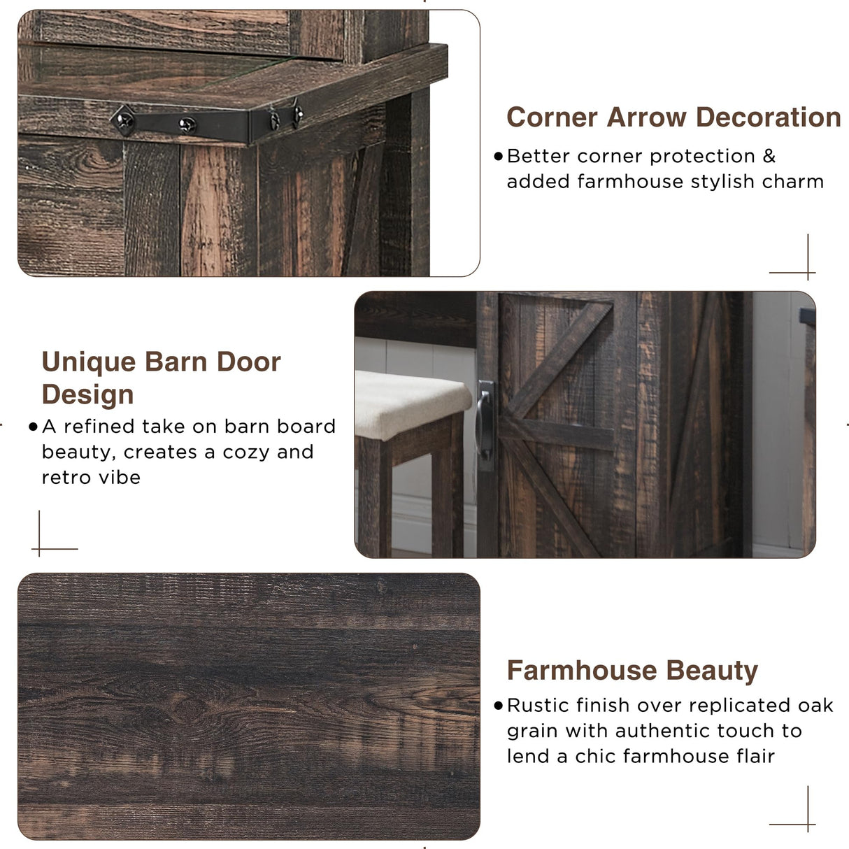 T4TREAM Farmhouse Makeup Vanity Desk with Sliding Mirror and Lights, 42'' Glass Tabletop Vanity Table with 2 Drawers & Shelves, Rustic Big Vanity Set T4TREAM