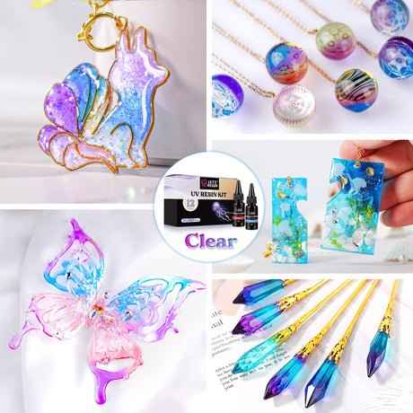 LET'S RESIN UV Resin, 12Colors Ultraviolet Epoxy Resin Clear, Odorless & Low Shrinkage UV Resin Kit for Crafts, Jewelry Making, Decoration(20g Each) LET'S RESIN
