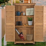 MCombo Outdoor Storage Cabinet, Garden Storage Shed, Outside Vertical Shed with Lockers, Outdoor 63 Inches Wood Tall Shed for Yard and Patio 0870 MCombo