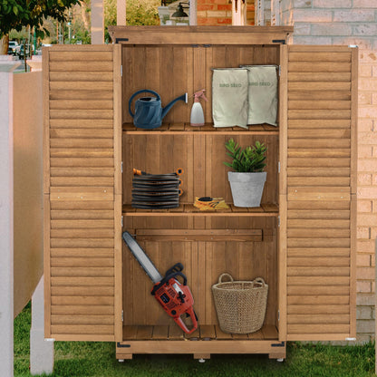 MCombo Outdoor Storage Cabinet, Garden Storage Shed, Outside Vertical Shed with Lockers, Outdoor 63 Inches Wood Tall Shed for Yard and Patio 0870 - WoodArtSupply