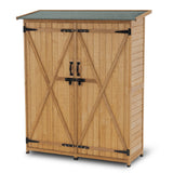 MCombo Outdoor Storage Cabinet, Wood Garden Shed, Outside Tool Shed, Vertical Organizer Cabinet with Double Lockable Doors for Outside, Garden and mcombo