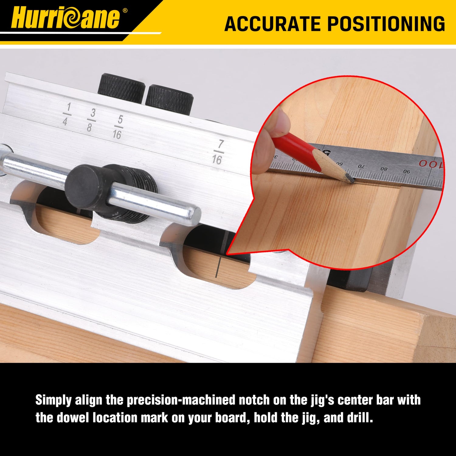 HURRICANE Centering Doweling Jig, Self Center Dowel Jig for Woodworking, Professional Dowel Jig Kit Bushings Set, Drill Guide Bushings Set, Perfect HURRICANE