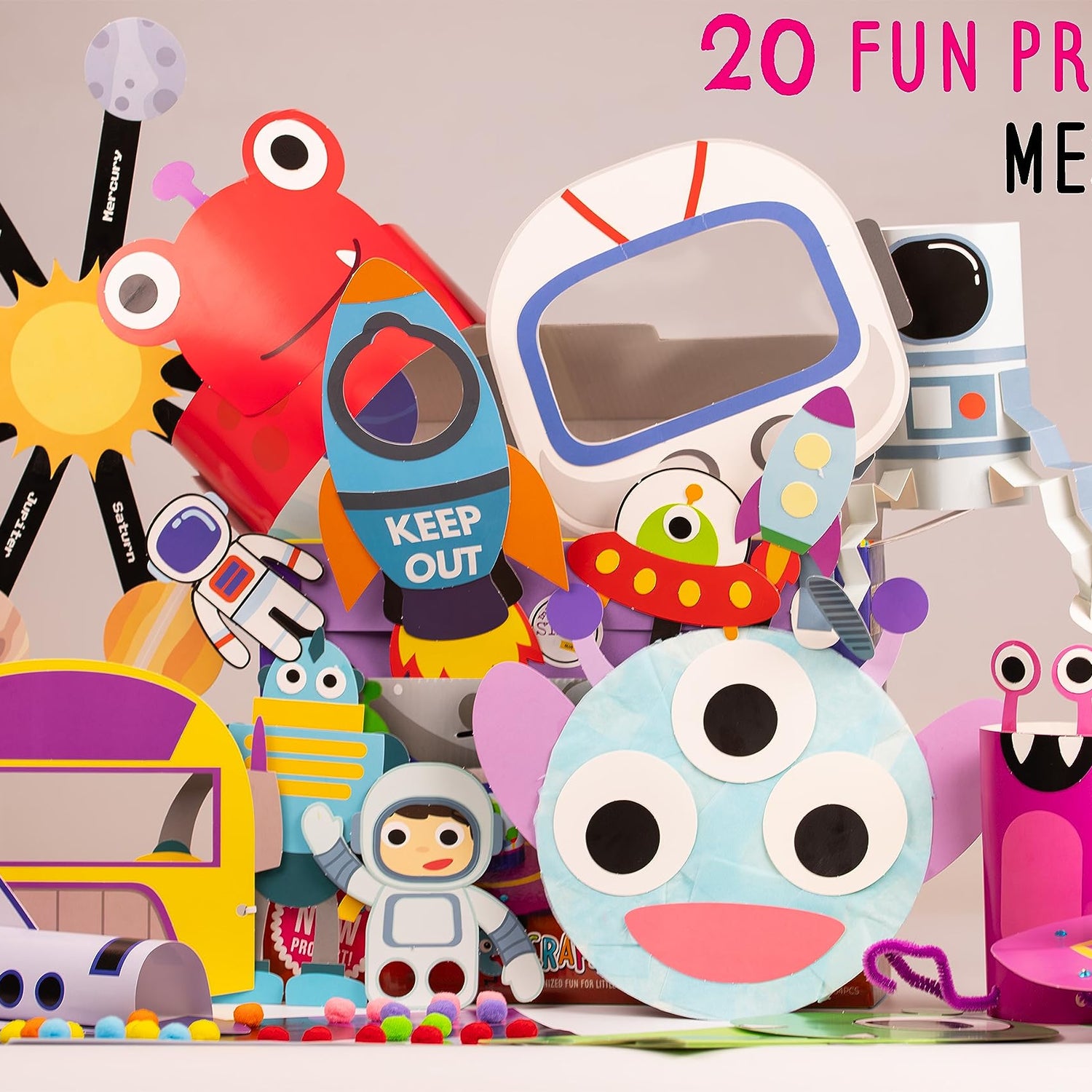 Craftikit ® Space Arts and Crafts for Kids - 20 Simple All-Inclusive Fun Toddler Craft Kit for Kids - Organized Crafts for Toddlers Ages 3-10 - Craftikit