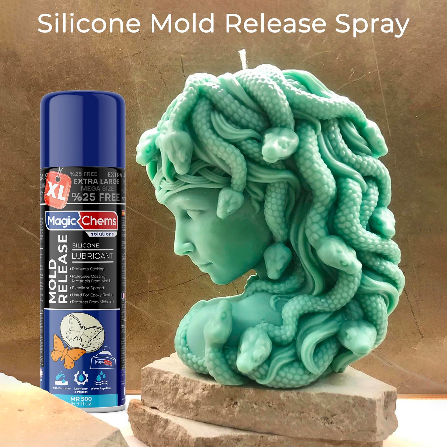 Mold Release, Silicone Mold Release Spray (16.9 fl oz / 500ml) Mold Release for Epoxy Resin and Candle Mold Release Spray (1 Pack Mega Size) Magic Chems