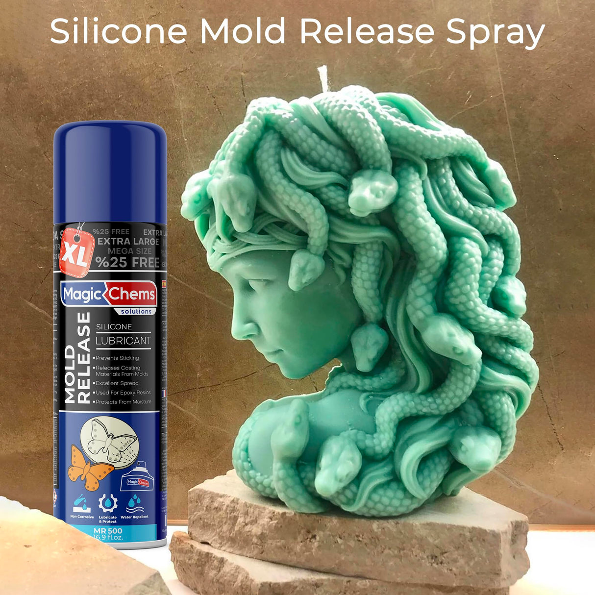 Mold Release, Silicone Mold Release Spray (16.9 fl oz / 500ml) Mold Release for Epoxy Resin and Candle Mold Release Spray (1 Pack Mega Size) Magic Chems